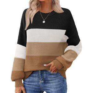 Zeagoo Women’s 2026 Fall Chunky Knit Sweater Oversized Crewneck Long Sleeve Winter Cotton Pullover Sweaters Jumper Tops(Tw638)