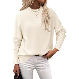 Zeagoo Women’s Sweaters Loose Knit Side Button 2025 Fall Fashion Trendy Casual Pullover Tops Clothes(Apricot)