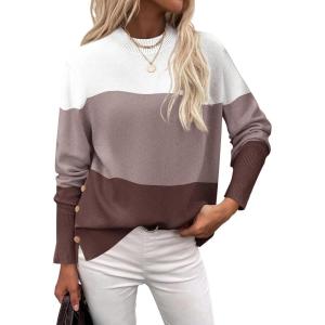 Zeagoo Women’s Sweaters Loose Knit Side Button 2025 Fall Fashion Trendy Casual Pullover Tops Clothes(Multicolored)
