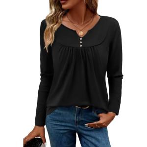 Zeagoo Womens Tops Long Sleeve Shirts Boho Tops for Women 2026 Fall Blouses Ladies Sweatshirts Spring Fashion Clothing(Black)