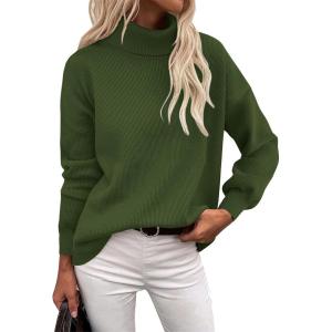 Zeagoo Women’s Turtleneck Sweater 2025 Fall Winter Chunky Knit Sweaters Casual Side Slit Pullover Jumper Top(Army Green)