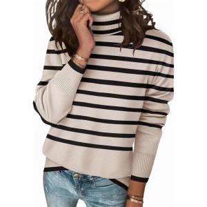 Zeagoo Women’s Turtleneck Sweater Long Sleeve Spilt Hem Casual Knit Pullover Chunky Fall Winter Jumper Top 2026(Pat2)