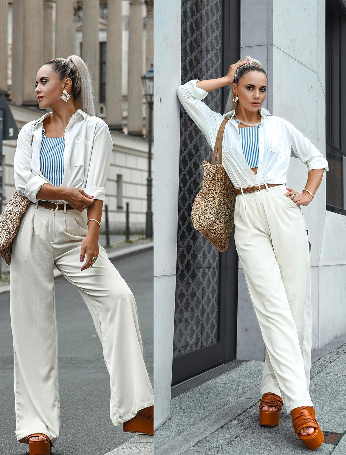 imageZEAGOO Button Down Shirt for Women Long Sleeve Blouses Floral Printed Tops Business Casual Work Outfits SXXL
