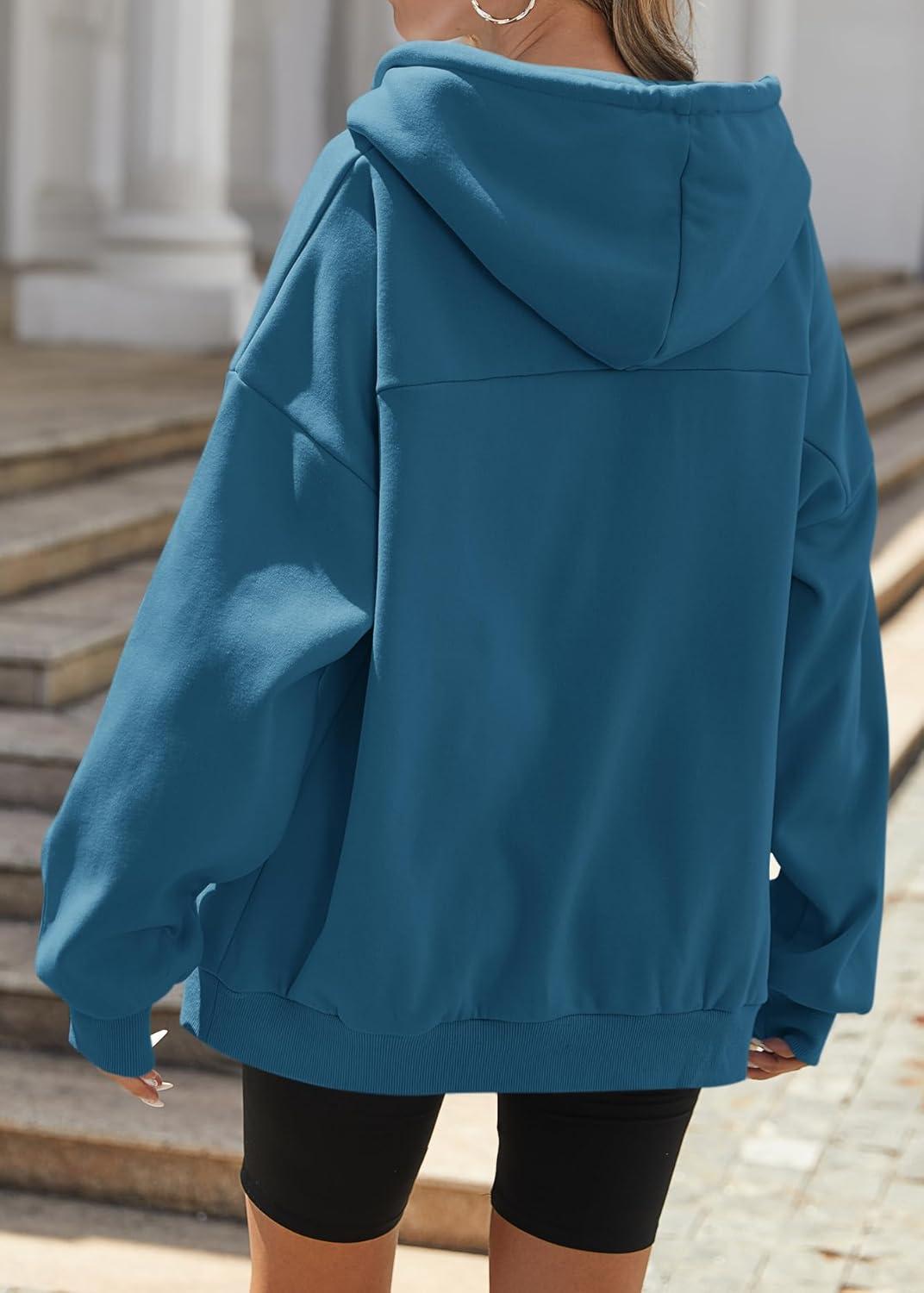 imageZEAGOO Hoodies Women Zip Up Hoodie Oversized Sweatshirt Fleece Jackets Spring Fall Winter Coats 2026 FashionBluegreen