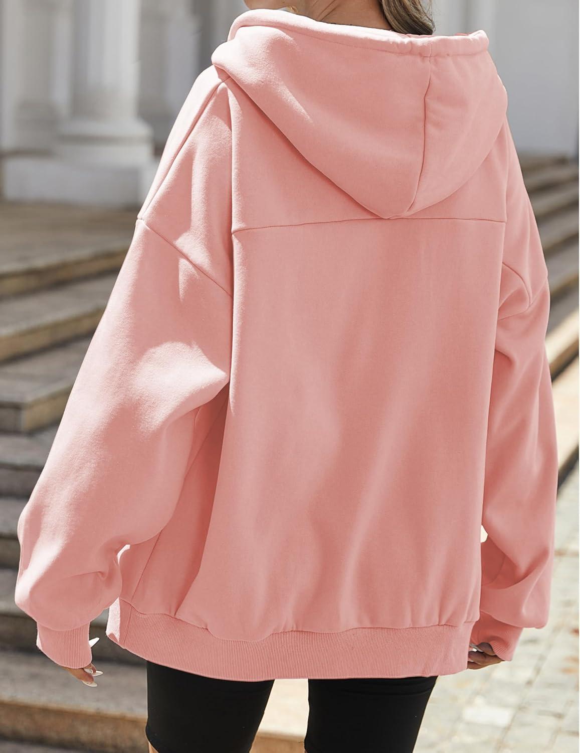 imageZEAGOO Hoodies Women Zip Up Hoodie Oversized Sweatshirt Fleece Jackets Spring Fall Winter Coats 2026 FashionPink