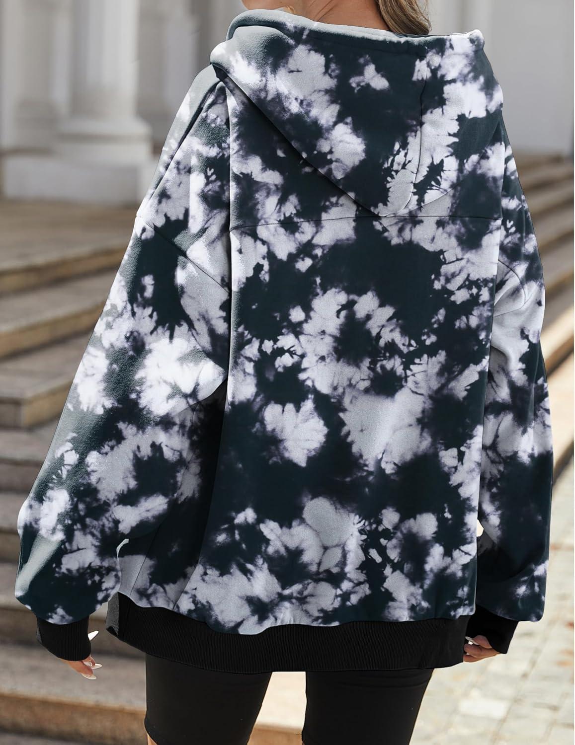 imageZEAGOO Hoodies Women Zip Up Hoodie Oversized Sweatshirt Fleece Jackets Spring Fall Winter Coats 2026 FashionTie Dye