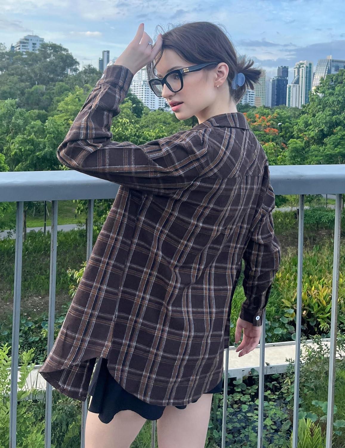 imageZeagoo Flannel Shirt Women Button Down Long Sleeve Plaid Shirts Collared Casual Work Tops S2XLAgz935