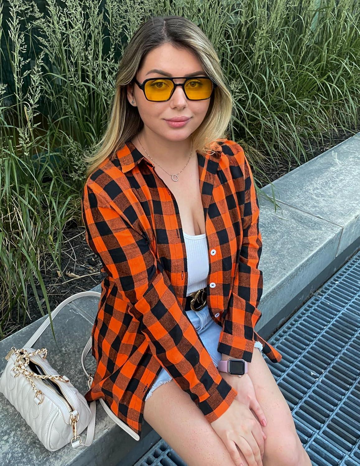 imageZeagoo Flannel Shirt Women Button Down Long Sleeve Plaid Shirts Collared Casual Work Tops S2XLGz409