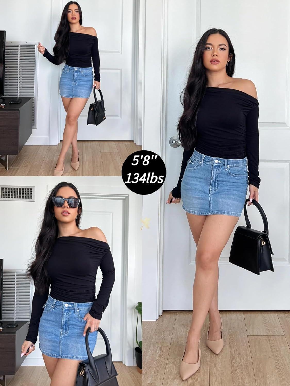 imageZeagoo Womens Long Sleeve Off The Shoulder Casual Crop Tops Boat Neck Going Out Slim Fit Sexy T Shirts 2026Black