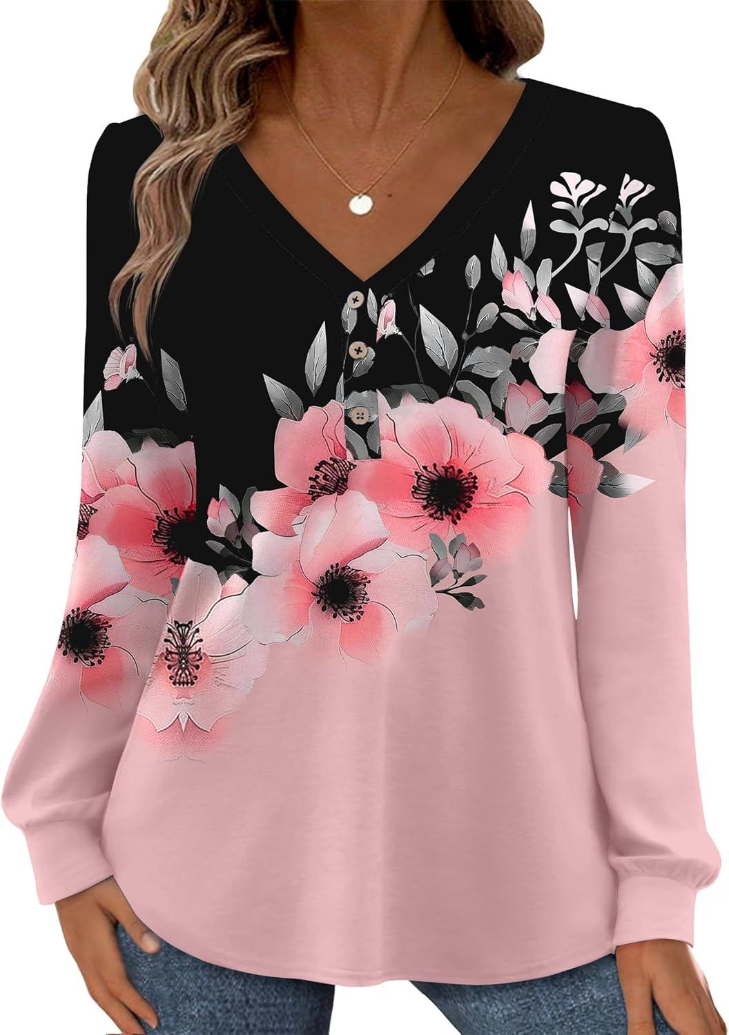 imageZeagoo Womens Long Sleeve Shirts V Neck Dressy Casual Tops Trendy Button Down Blouse Fall Fashion Work ClothesBf177