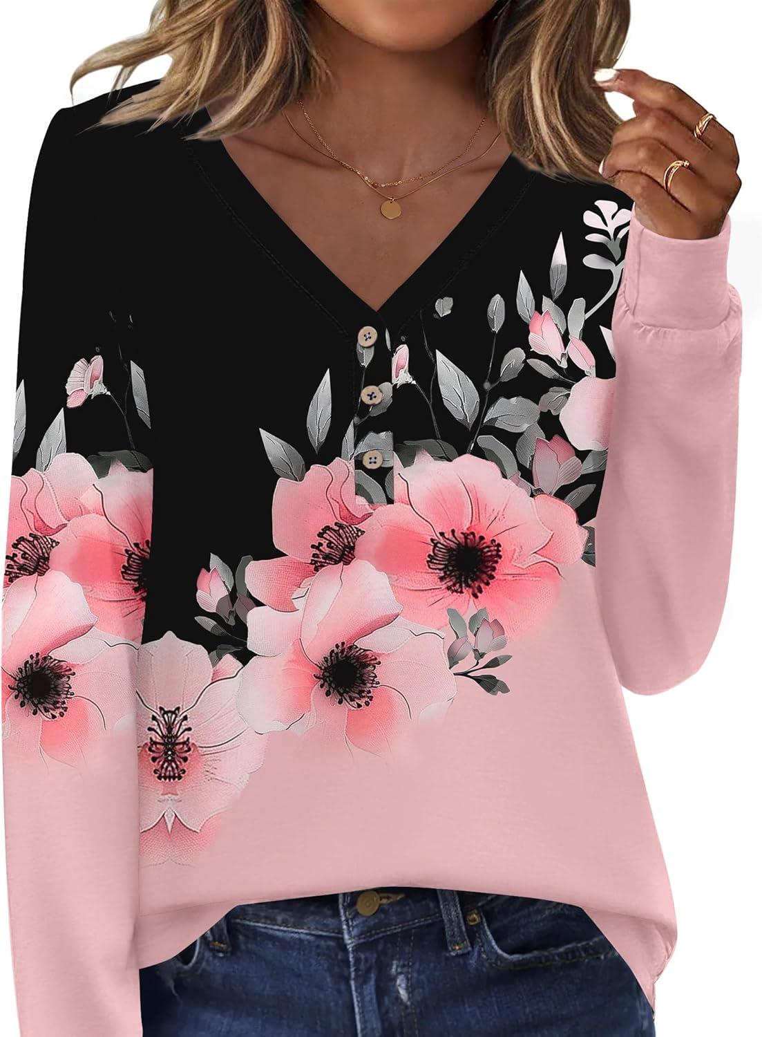 imageZeagoo Womens Long Sleeve Shirts V Neck Dressy Casual Tops Trendy Button Down Blouse Fall Fashion Work ClothesBf177