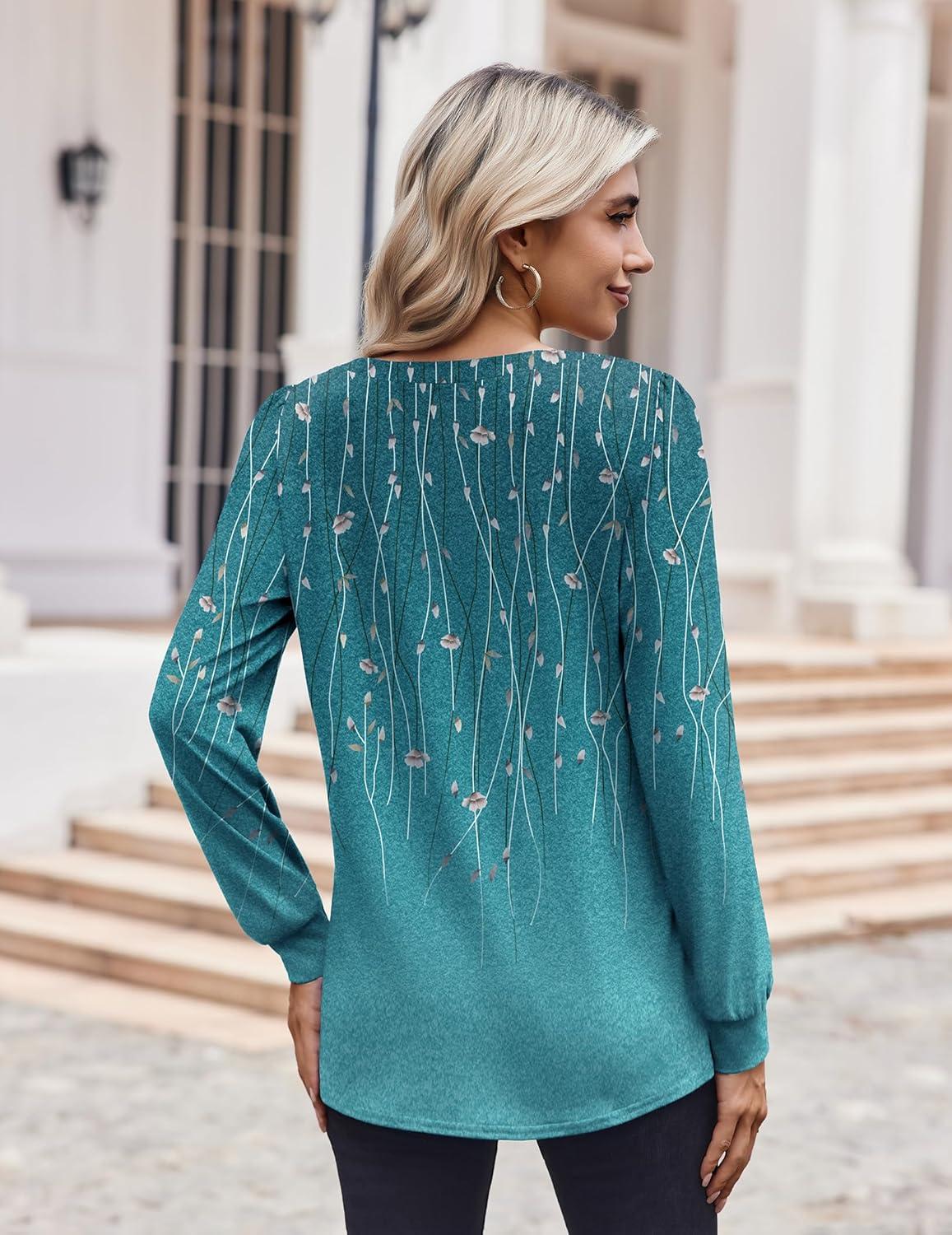 imageZeagoo Womens Long Sleeve Shirts V Neck Dressy Casual Tops Trendy Button Down Blouse Fall Fashion Work ClothesCxh363