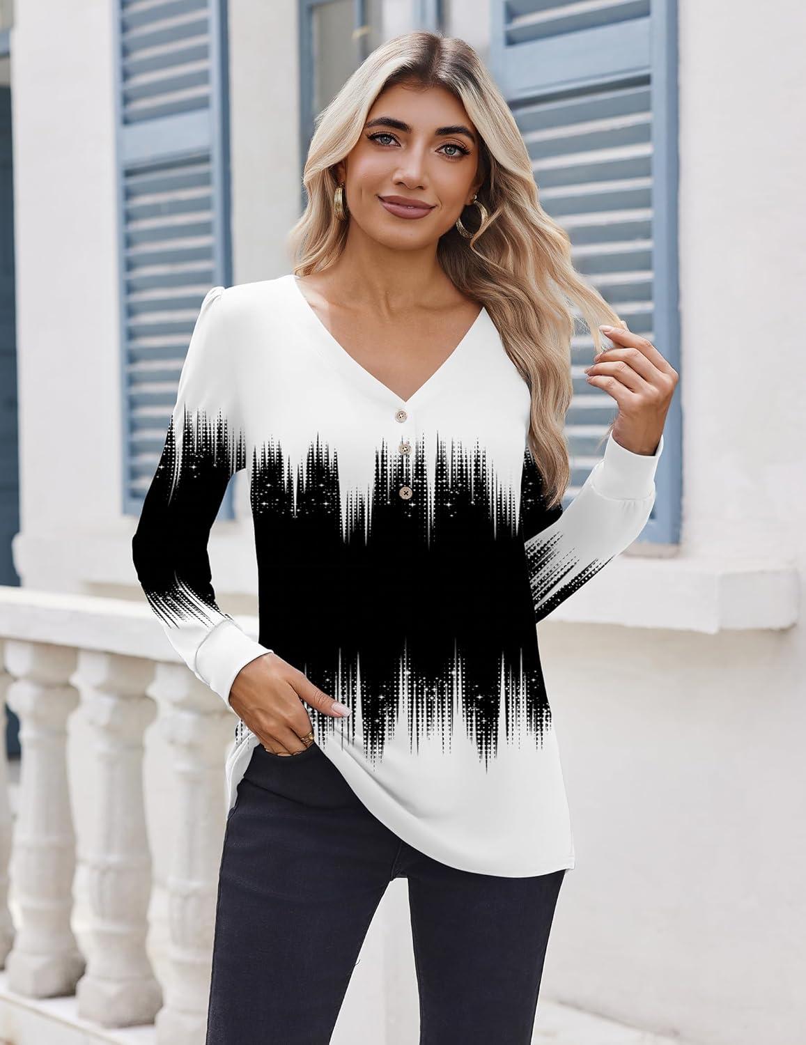 imageZeagoo Womens Long Sleeve Shirts V Neck Dressy Casual Tops Trendy Button Down Blouse Fall Fashion Work ClothesJb204