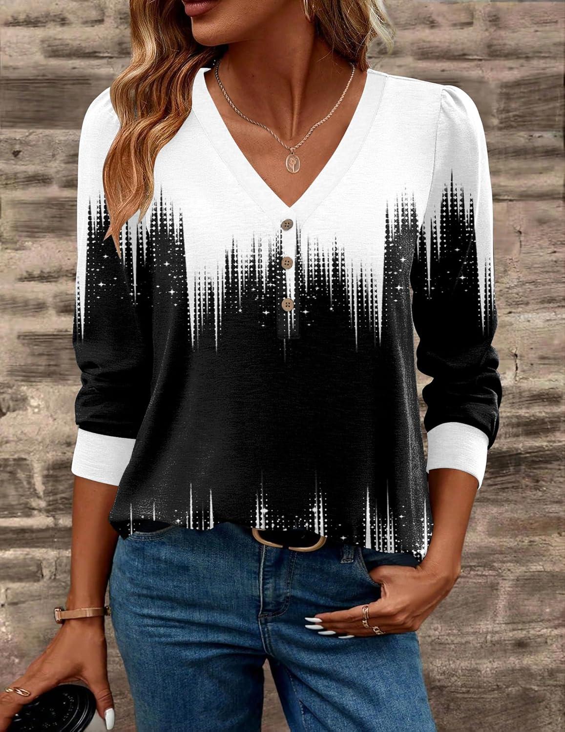 imageZeagoo Womens Long Sleeve Shirts V Neck Dressy Casual Tops Trendy Button Down Blouse Fall Fashion Work ClothesJb204