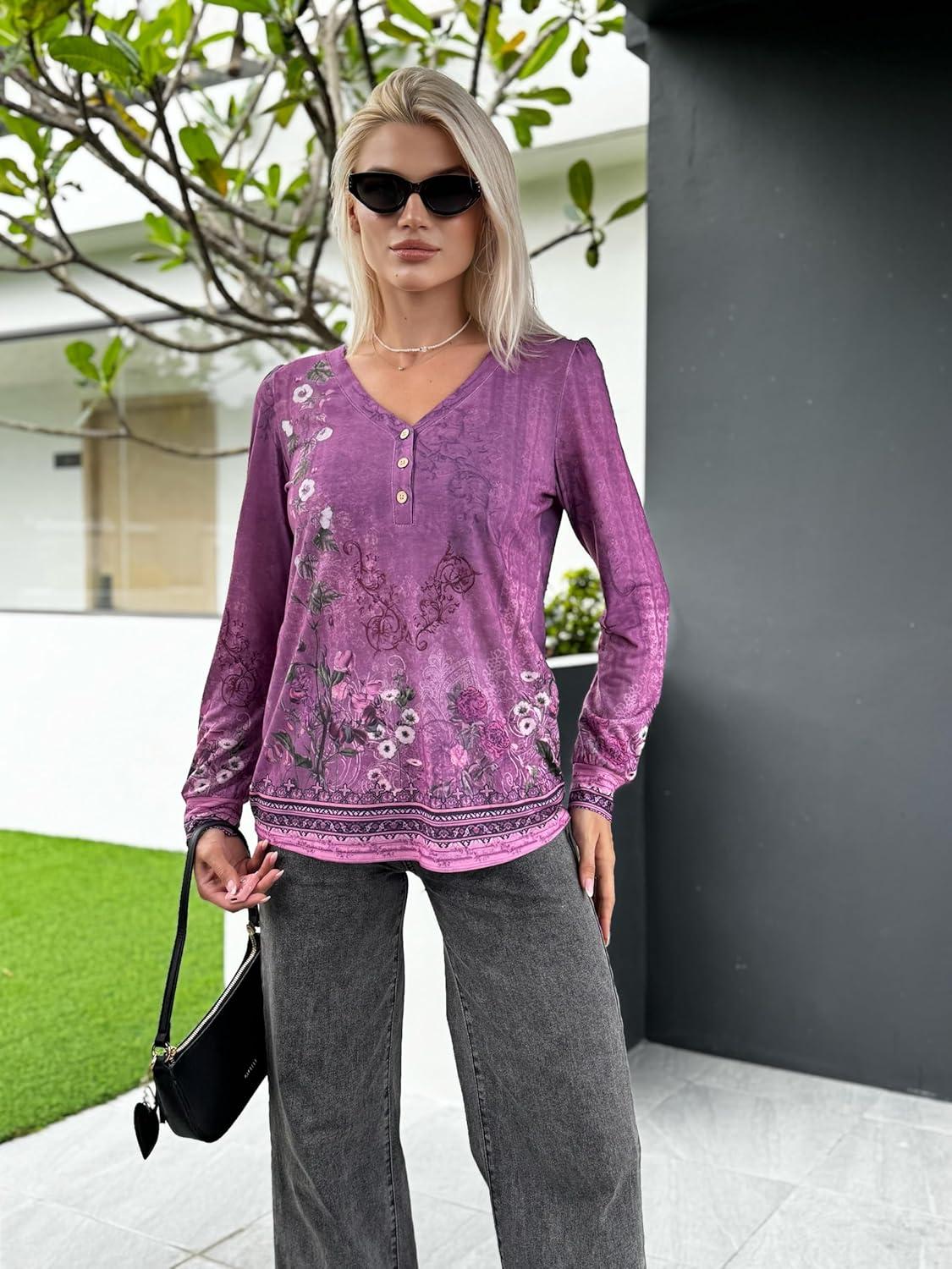 imageZeagoo Womens Long Sleeve Shirts V Neck Dressy Casual Tops Trendy Button Down Blouse Fall Fashion Work ClothesMz815