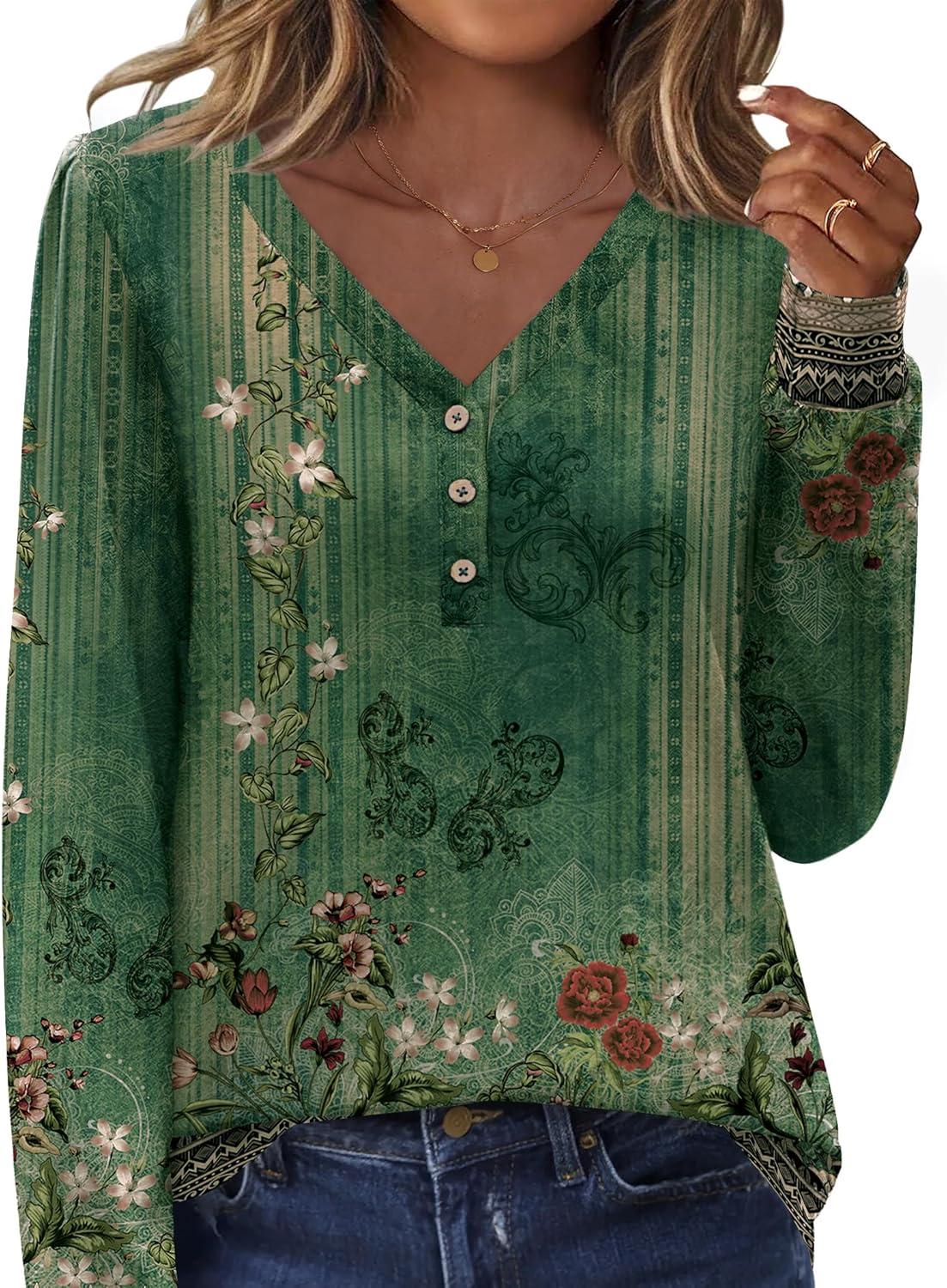 imageZeagoo Womens Long Sleeve Shirts V Neck Dressy Casual Tops Trendy Button Down Blouse Fall Fashion Work ClothesMz839