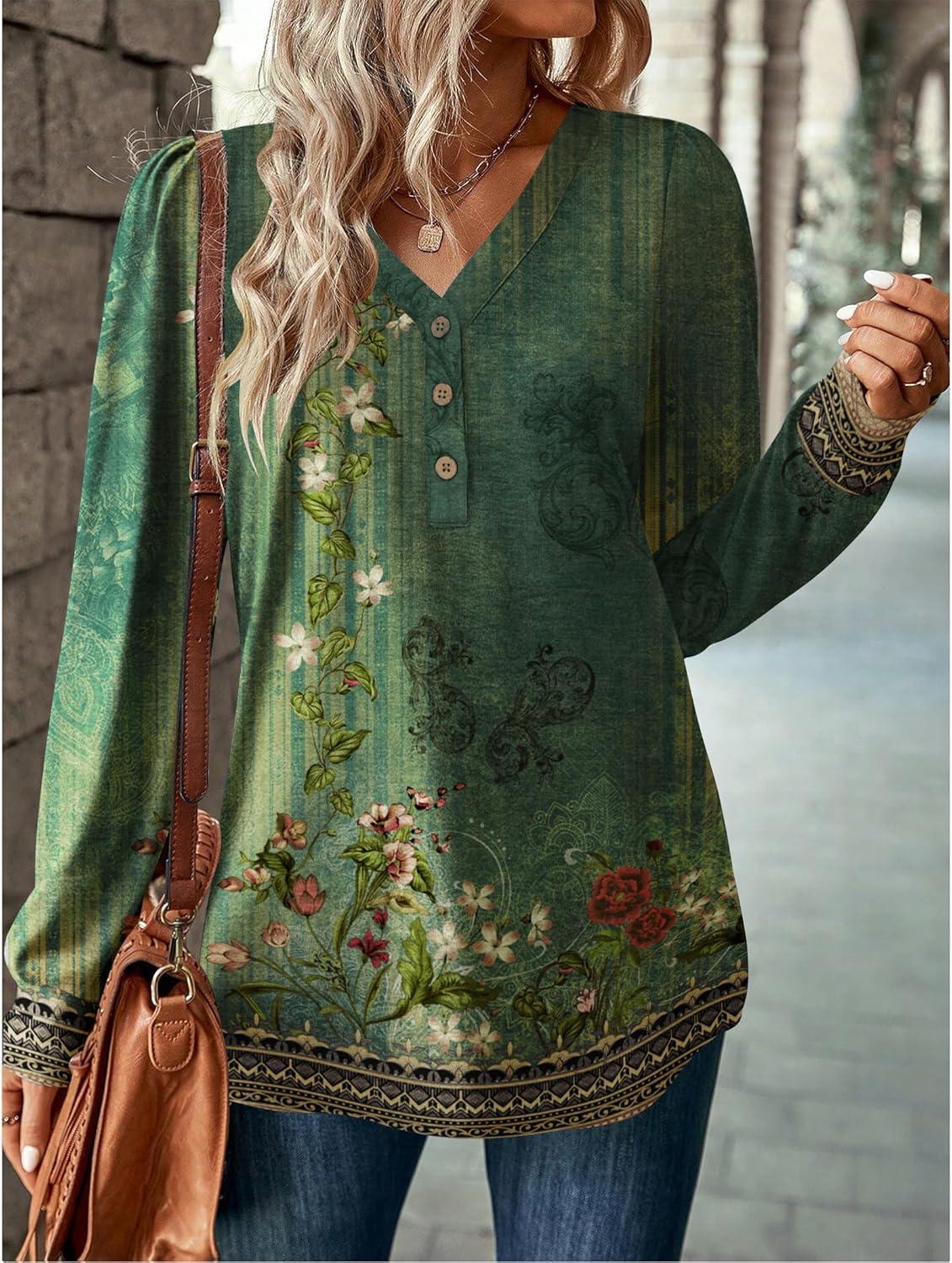 imageZeagoo Womens Long Sleeve Shirts V Neck Dressy Casual Tops Trendy Button Down Blouse Fall Fashion Work ClothesMz839