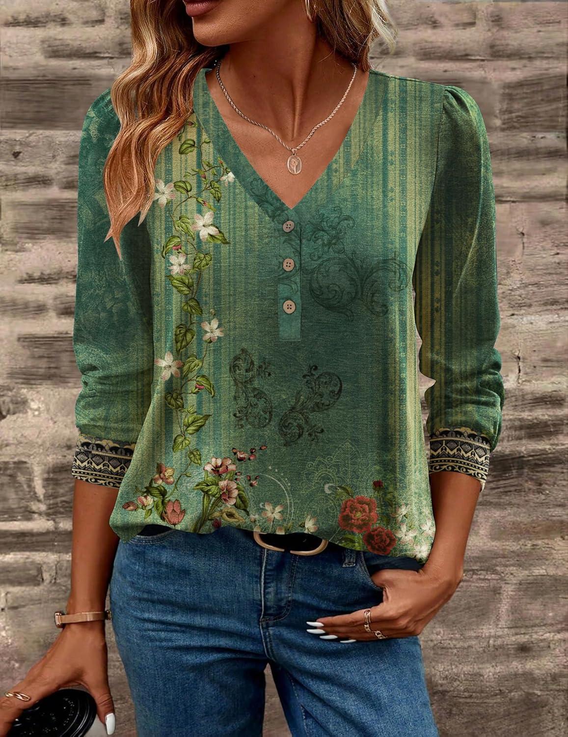 imageZeagoo Womens Long Sleeve Shirts V Neck Dressy Casual Tops Trendy Button Down Blouse Fall Fashion Work ClothesMz839