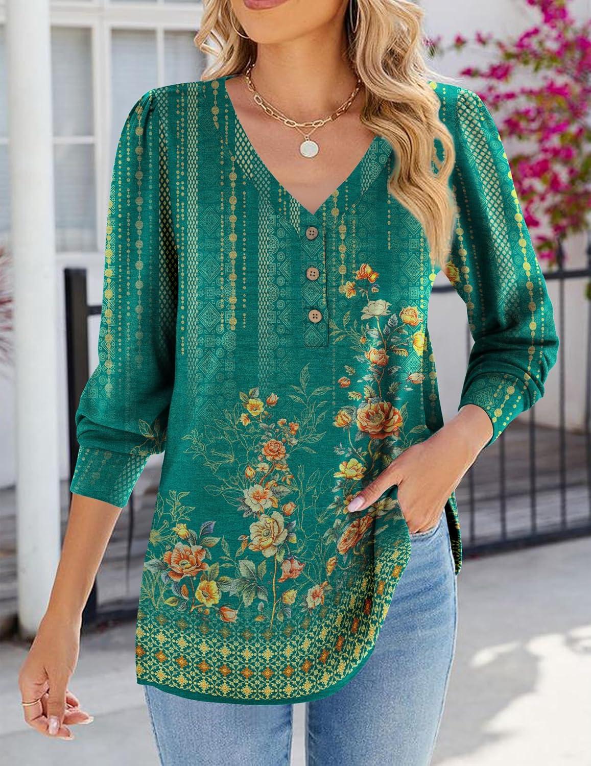 imageZeagoo Womens Long Sleeve Shirts V Neck Dressy Casual Tops Trendy Button Down Blouse Fall Fashion Work ClothesMz871