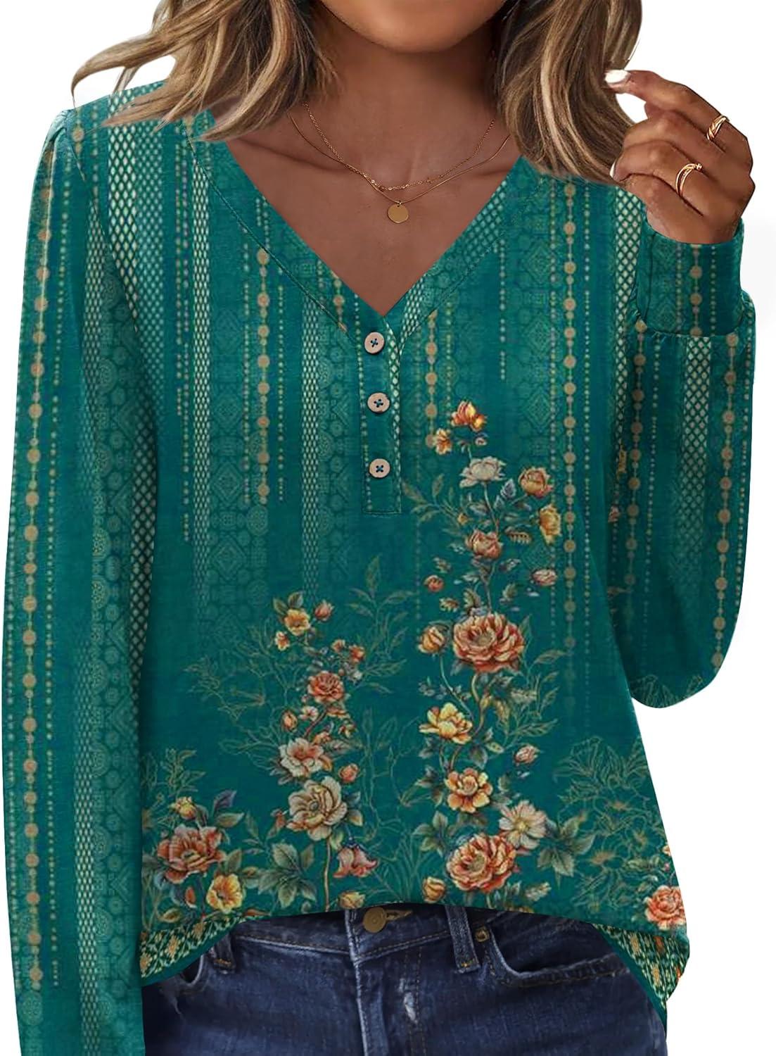 imageZeagoo Womens Long Sleeve Shirts V Neck Dressy Casual Tops Trendy Button Down Blouse Fall Fashion Work ClothesMz871