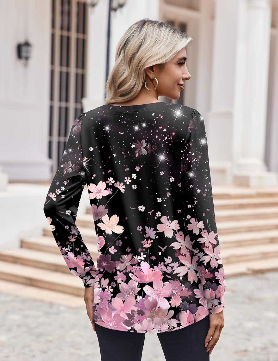 imageZeagoo Womens Long Sleeve Shirts V Neck Dressy Casual Tops Trendy Button Down Blouse Fall Fashion Work ClothesSf31