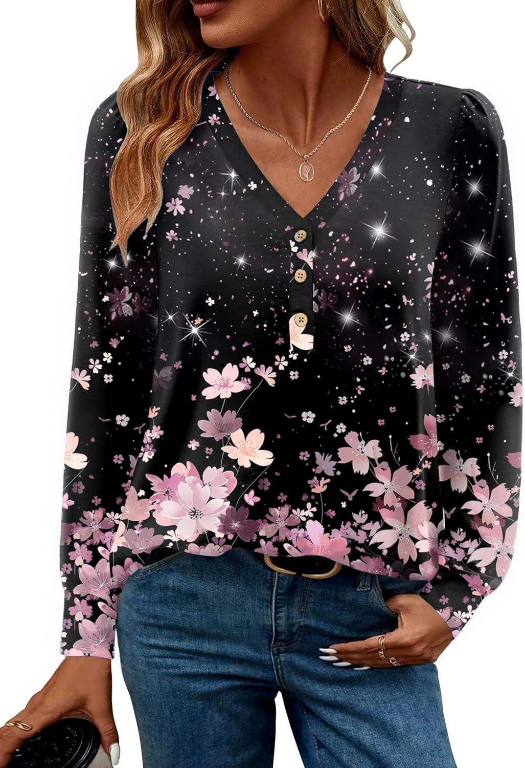 imageZeagoo Womens Long Sleeve Shirts V Neck Dressy Casual Tops Trendy Button Down Blouse Fall Fashion Work ClothesSf31