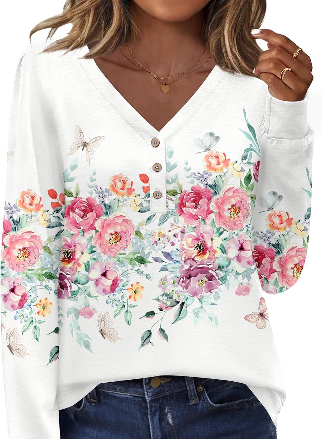 imageZeagoo Womens Long Sleeve Shirts V Neck Dressy Casual Tops Trendy Button Down Blouse Fall Fashion Work ClothesWf67