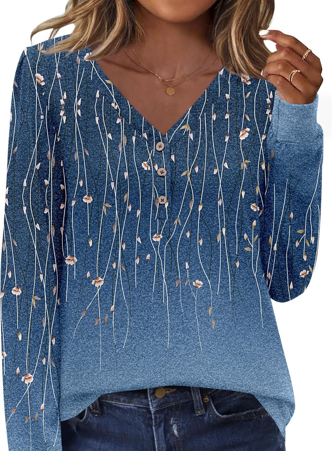 imageZeagoo Womens Long Sleeve Shirts V Neck Dressy Casual Tops Trendy Button Down Blouse Fall Fashion Work ClothesXh483