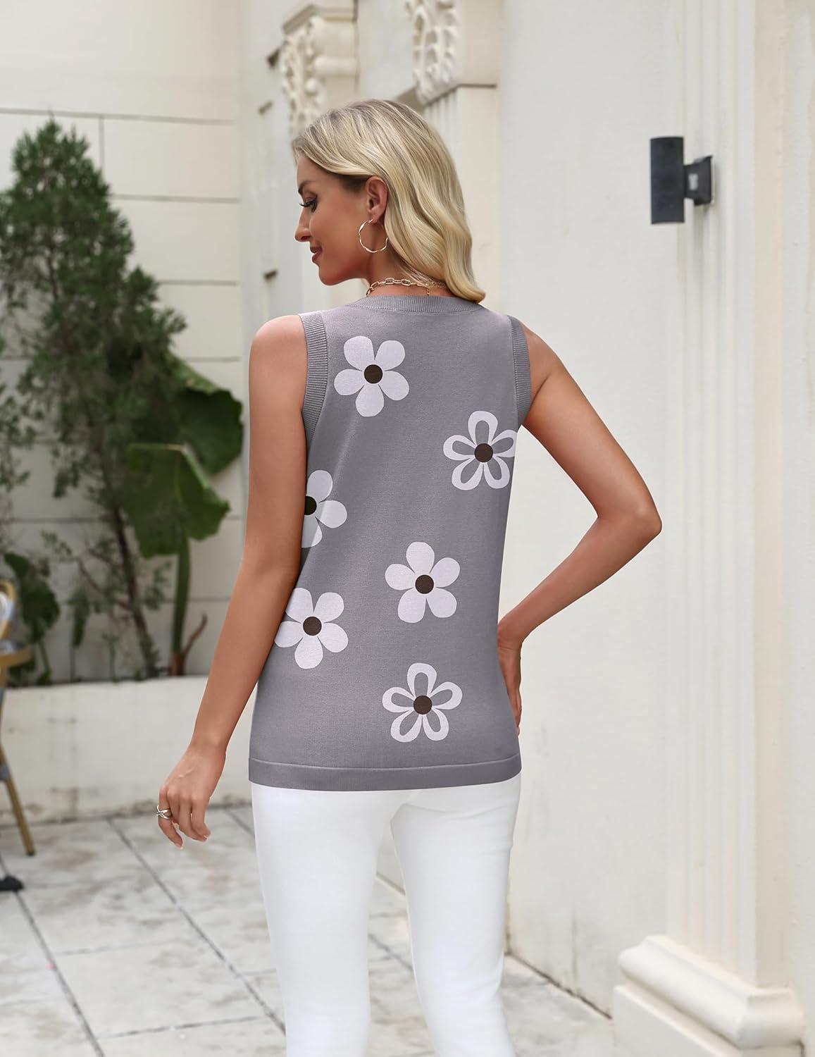 imageZeagoo Womens Sleeveless Sweater Vest 2026 Summer Crew Neck Ribbed Knit Work Shirts Business Casual Tank TopsAflower White