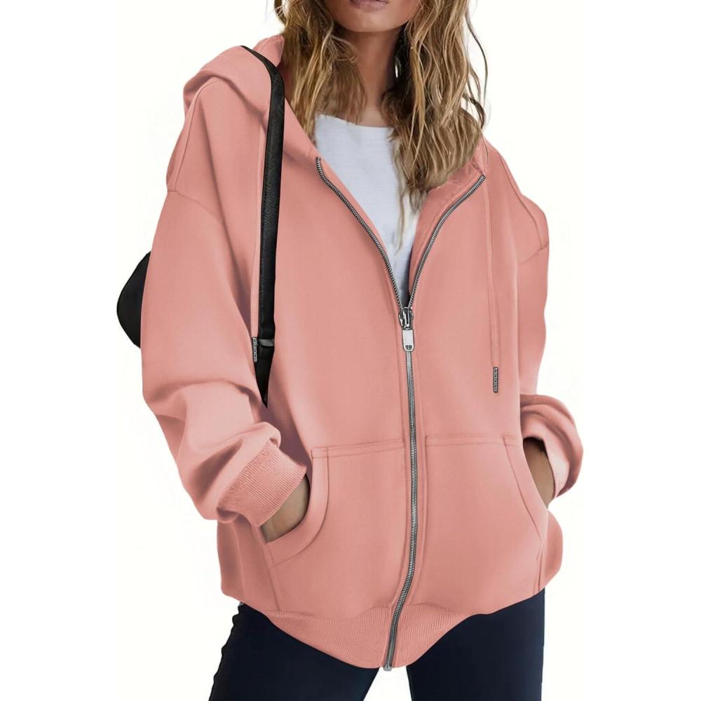 imageZEAGOO Hoodies Women Zip Up Hoodie Oversized Sweatshirt Fleece Jackets Spring Fall Winter Coats 2026 FashionPink