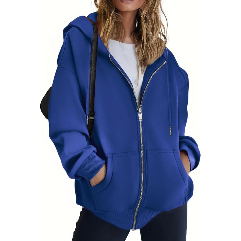 imageZEAGOO Hoodies Women Zip Up Hoodie Oversized Sweatshirt Fleece Jackets Spring Fall Winter Coats 2026 FashionRoyal Blue
