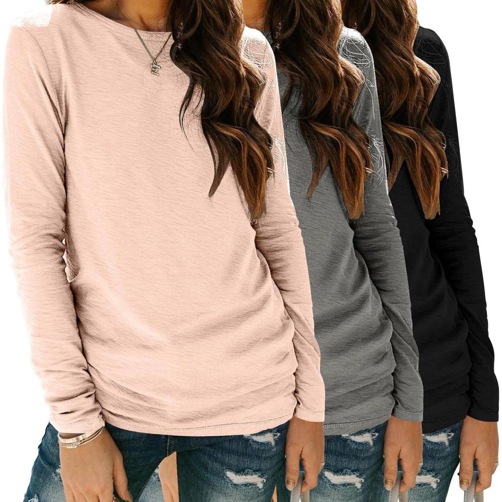 imageZeagoo 3 Pack Long Sleeve Shirts for Women Casual Soft Crewneck Basic Tee Tops Fall Outfit ClothesBlackgreycream