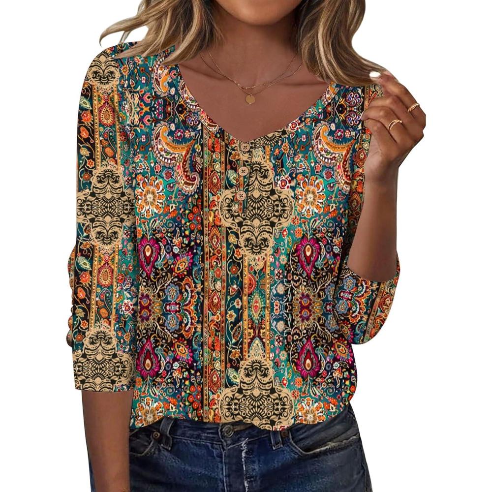 imageZeagoo Women Tops Loose Fit Long Sleeve V Neck T Shirts Business Casual Blouses Dressy Fall Fashion Work ClothesMulticolormz721