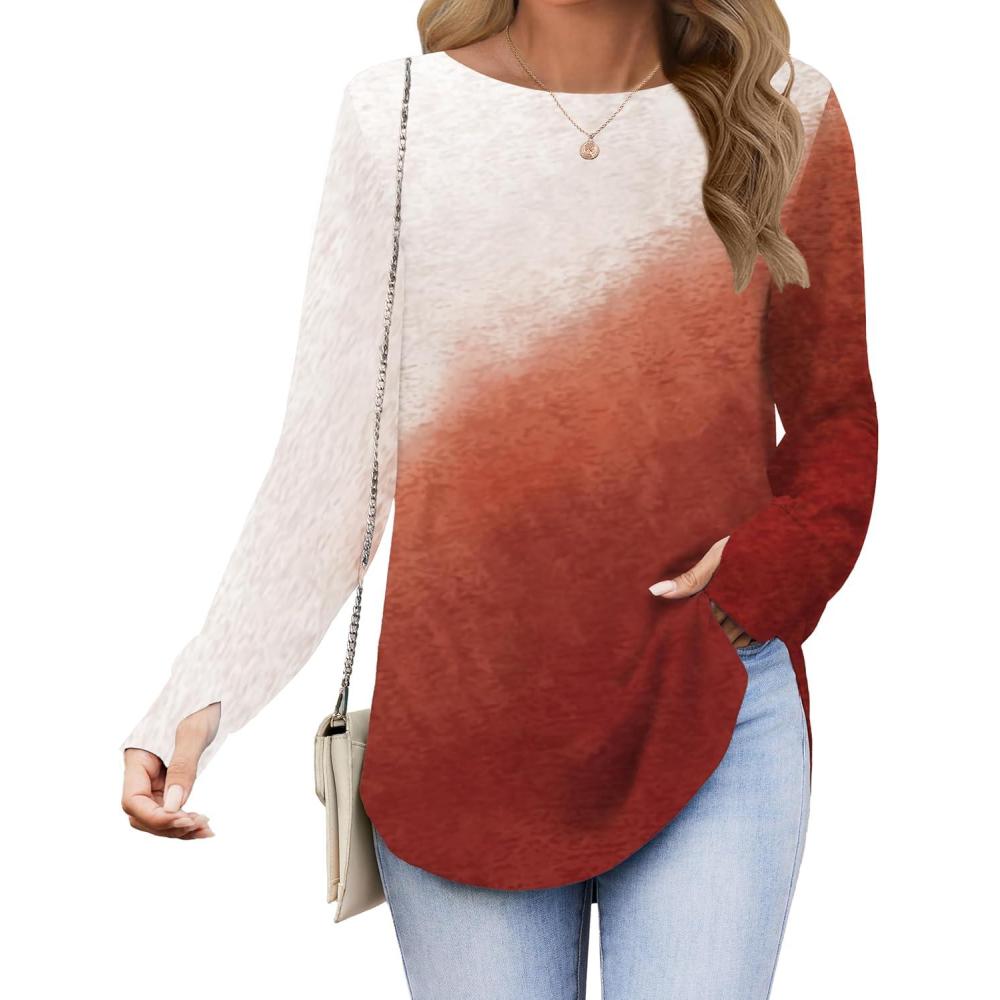 imageZeagoo Womens Tunic Tops to Wear with Leggings Long Sleeve Crew Neck Thumb Hole Shirts Loose Tshirts Fall ClothesJb205