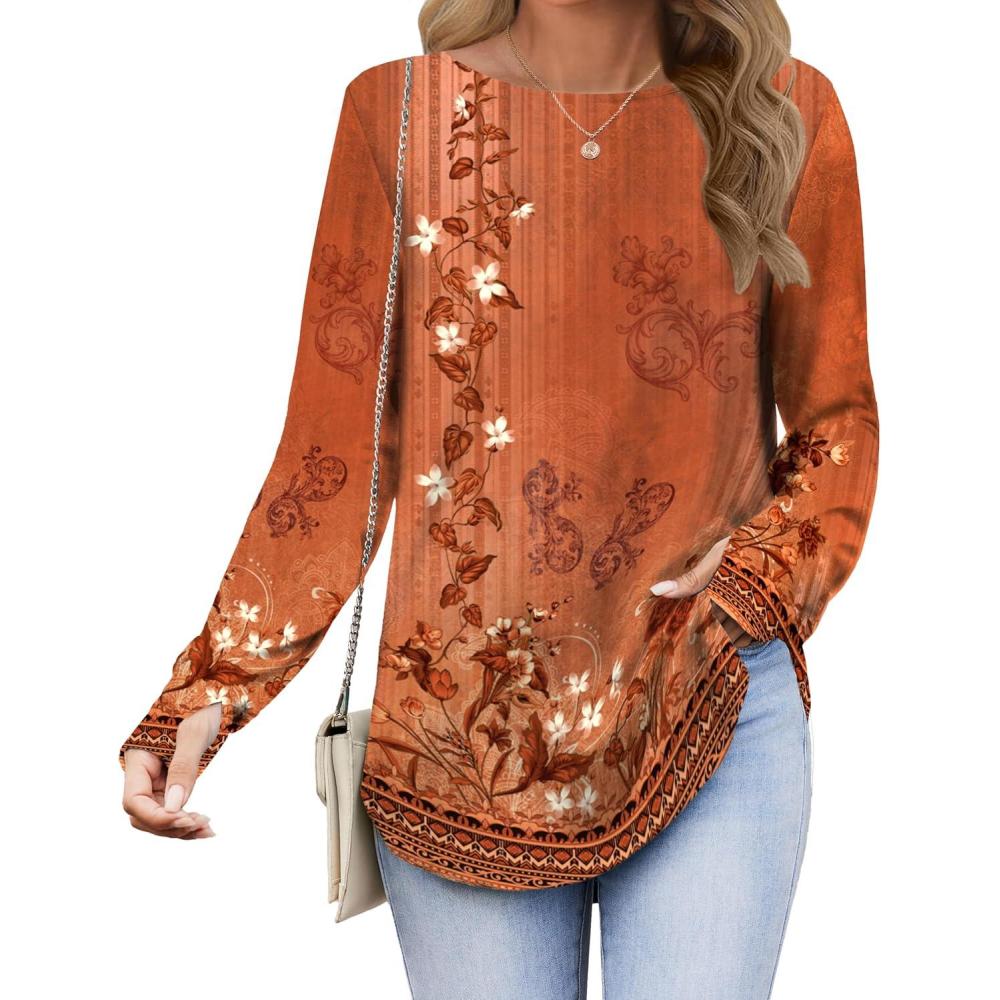 imageZeagoo Womens Tunic Tops to Wear with Leggings Long Sleeve Crew Neck Thumb Hole Shirts Loose Tshirts Fall ClothesMz867