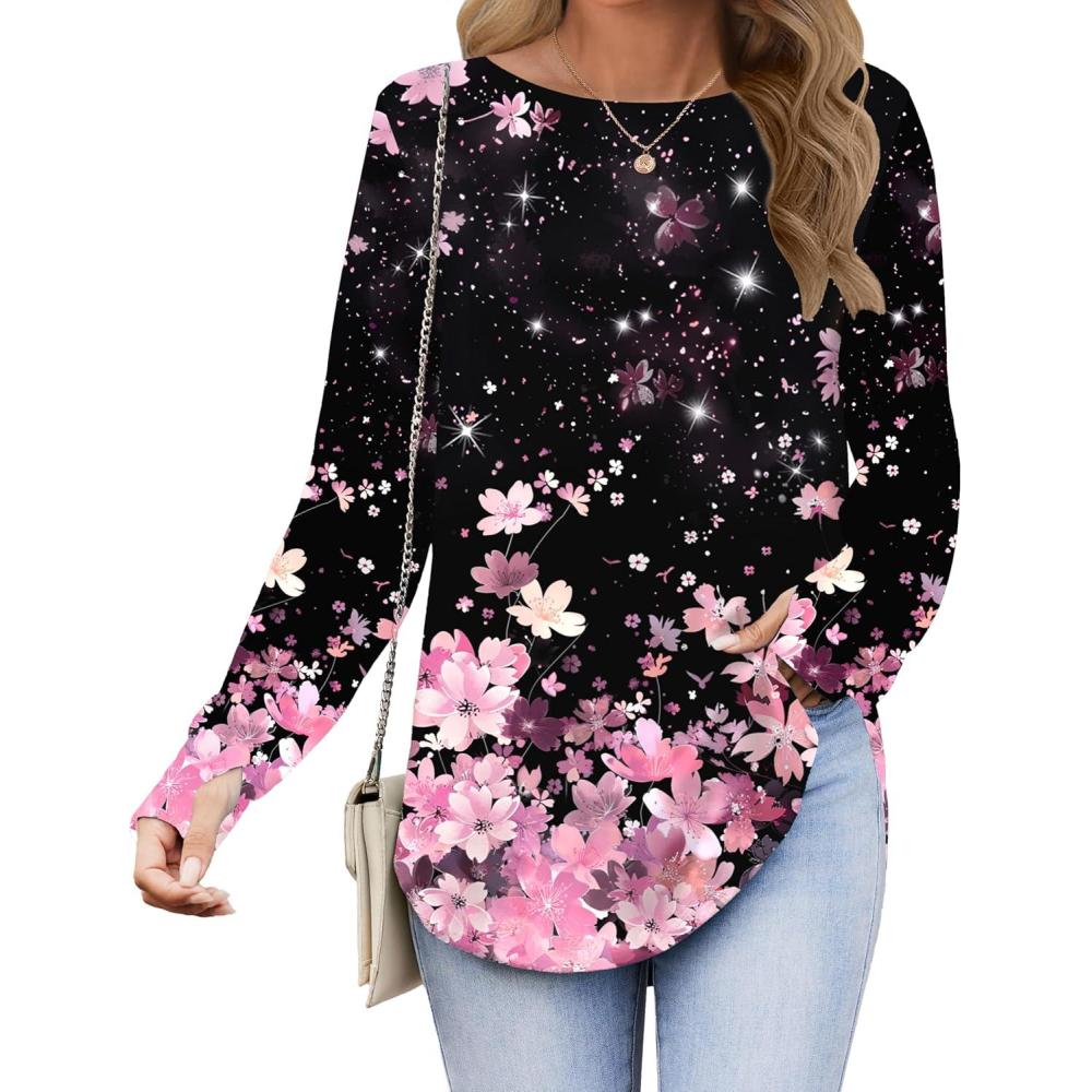 imageZeagoo Womens Tunic Tops to Wear with Leggings Long Sleeve Crew Neck Thumb Hole Shirts Loose Tshirts Fall ClothesSf31