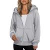 ZEAGOO Hoodies Women Zip Up Hoodie Oversized Sweatshirt Fleece Jackets Spring Fall Winter Coats 2026 Fashion(A-light Grey)