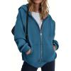 ZEAGOO Hoodies Women Zip Up Hoodie Oversized Sweatshirt Fleece Jackets Spring Fall Winter Coats 2026 Fashion(Blue-green)