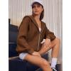 ZEAGOO Hoodies Women Zip Up Hoodie Oversized Sweatshirt Fleece Jackets Spring Fall Winter Coats 2026 Fashion(Brown)