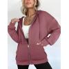 ZEAGOO Hoodies Women Zip Up Hoodie Oversized Sweatshirt Fleece Jackets Spring Fall Winter Coats 2026 Fashion(Dusty Pink)
