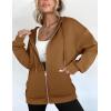 ZEAGOO Hoodies Women Zip Up Hoodie Oversized Sweatshirt Fleece Jackets Spring Fall Winter Coats 2026 Fashion(Light Brown Color)