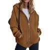 ZEAGOO Hoodies Women Zip Up Hoodie Oversized Sweatshirt Fleece Jackets Spring Fall Winter Coats 2026 Fashion(Light Brown Color)