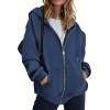 ZEAGOO Hoodies Women Zip Up Hoodie Oversized Sweatshirt Fleece Jackets Spring Fall Winter Coats 2026 Fashion(Navy Blue)