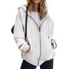 ZEAGOO Hoodies Women Zip Up Hoodie Oversized Sweatshirt Fleece Jackets Spring Fall Winter Coats 2026 Fashion(White)