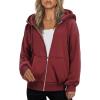ZEAGOO Hoodies Women Zip Up Hoodie Oversized Sweatshirt Fleece Jackets Spring Fall Winter Coats 2026 Fashion(Wind Red)