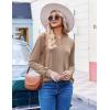 ZEAGOO Womens Spring Tops Henley V Neck Shirts Long Sleeve Pleated Blouses Dressy Casual Tunic 2026 Basic Tees(Apricot)