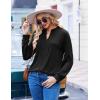 ZEAGOO Womens Spring Tops Henley V Neck Shirts Long Sleeve Pleated Blouses Dressy Casual Tunic 2026 Basic Tees(Black)