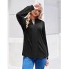ZEAGOO Womens Spring Tops Henley V Neck Shirts Long Sleeve Pleated Blouses Dressy Casual Tunic 2026 Basic Tees(Black)