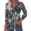 ZEAGOO Womens Spring Tops Henley V Neck Shirts Long Sleeve Pleated Blouses Dressy Casual Tunic 2026 Basic Tees(Black White Gray)