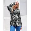 ZEAGOO Womens Spring Tops Henley V Neck Shirts Long Sleeve Pleated Blouses Dressy Casual Tunic 2026 Basic Tees(Black White Gray)